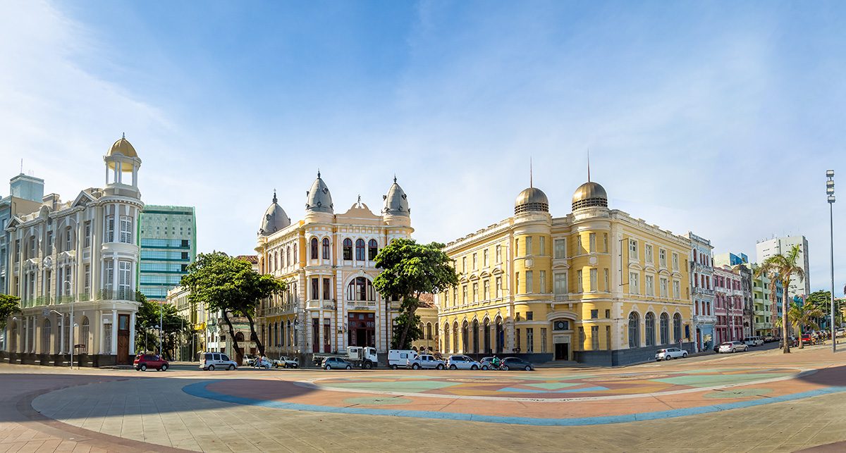 Panoramic view of Marco Zero Square at Ancient Recife district -